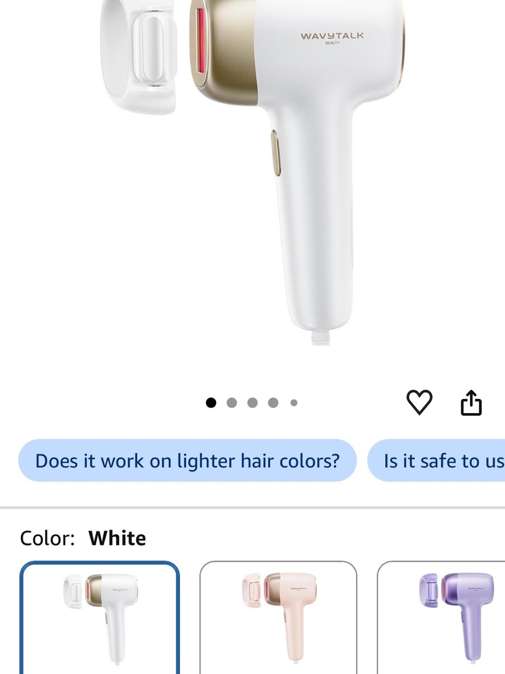 WAVYTALK White & Gold IPL Hair Removal Device for Women